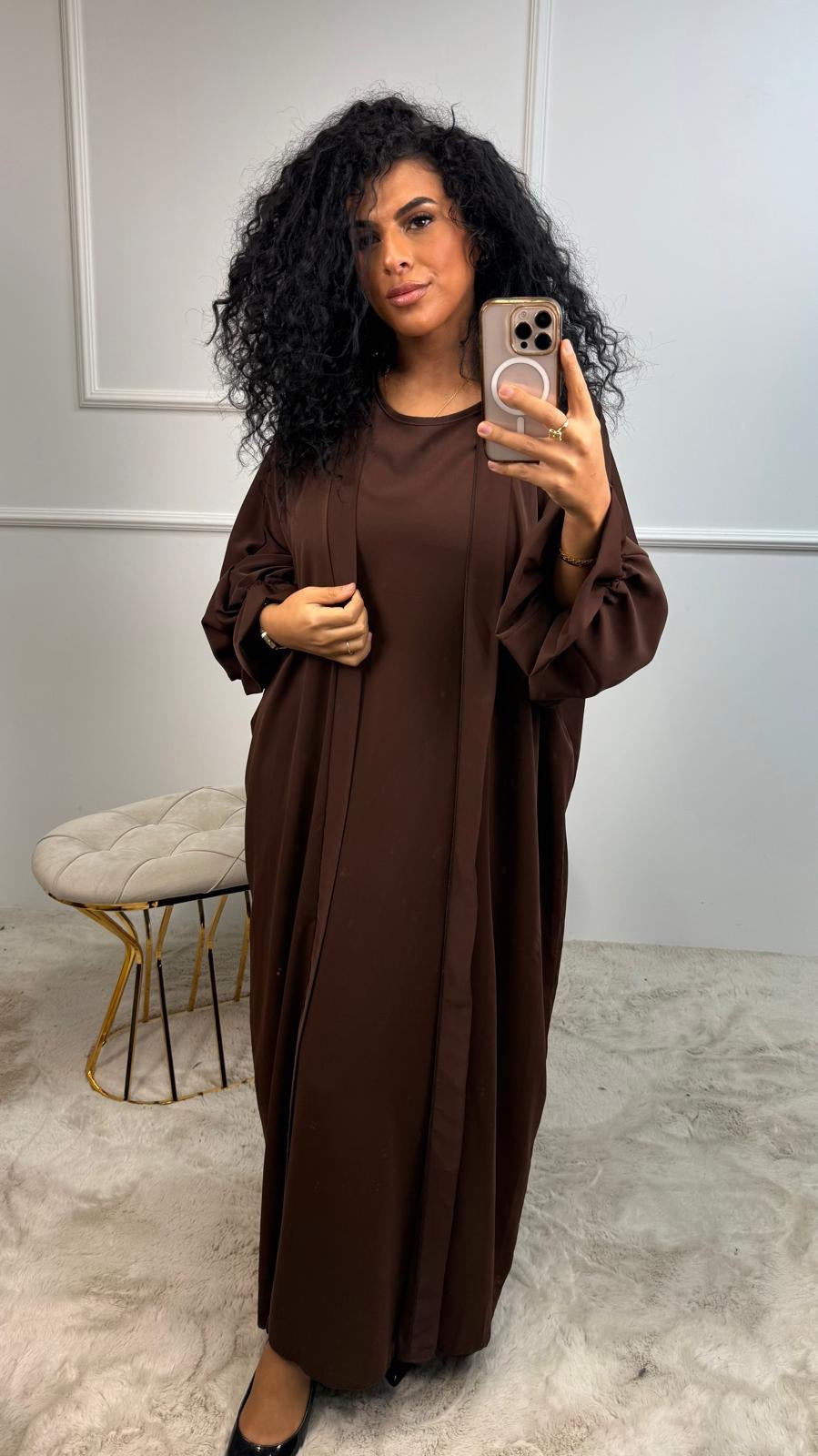 2 Delige Ruffle Kimono Abaya