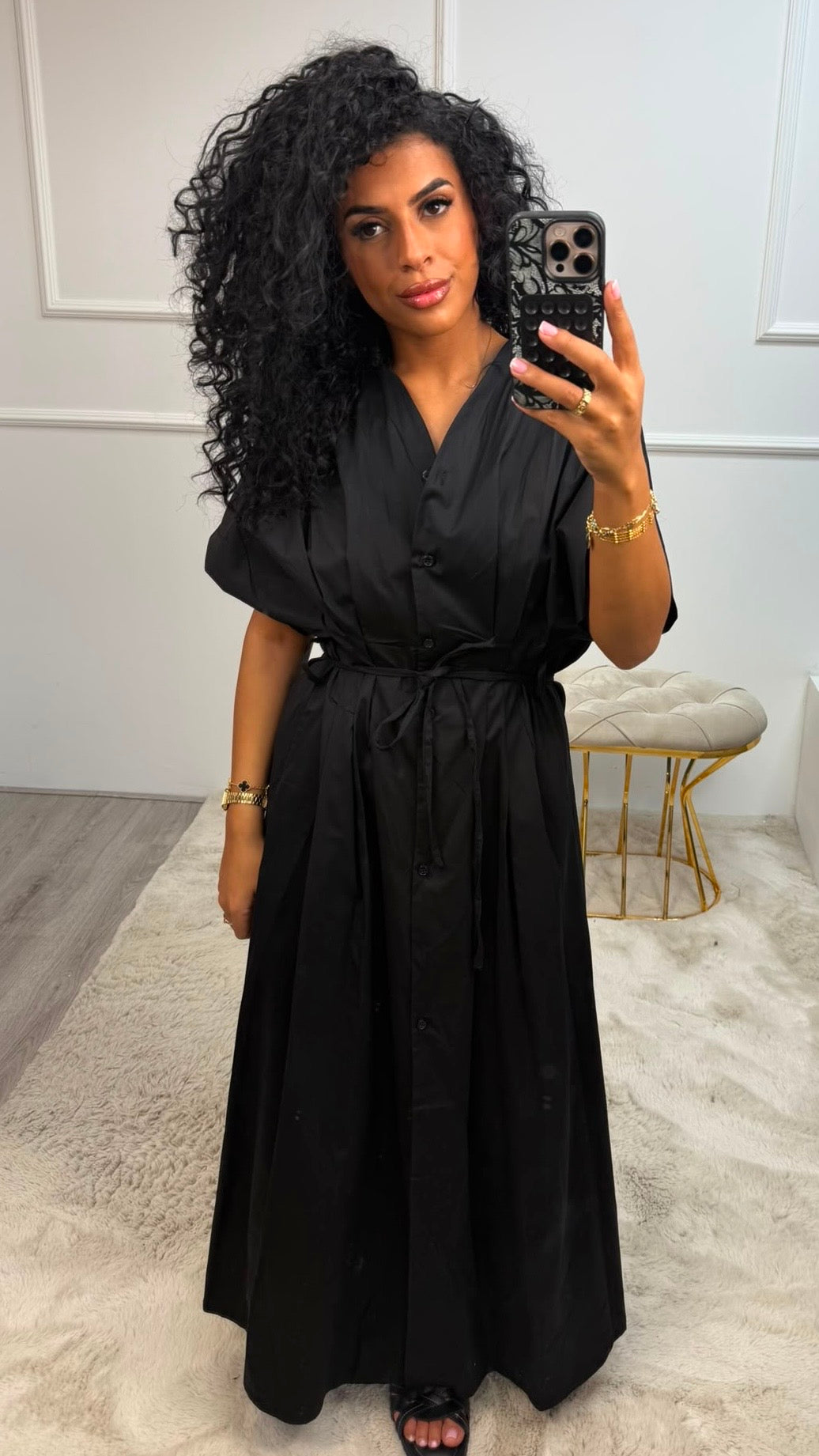 Zahra Knopen Touwtje Katoenen Jurk
