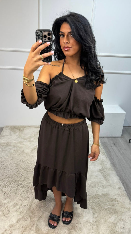 Suzy Open Schouder Top Rok Set