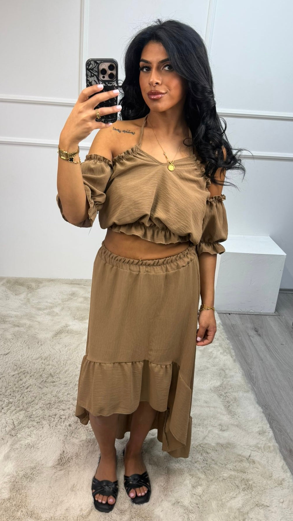 Suzy Open Schouder Top Rok Set