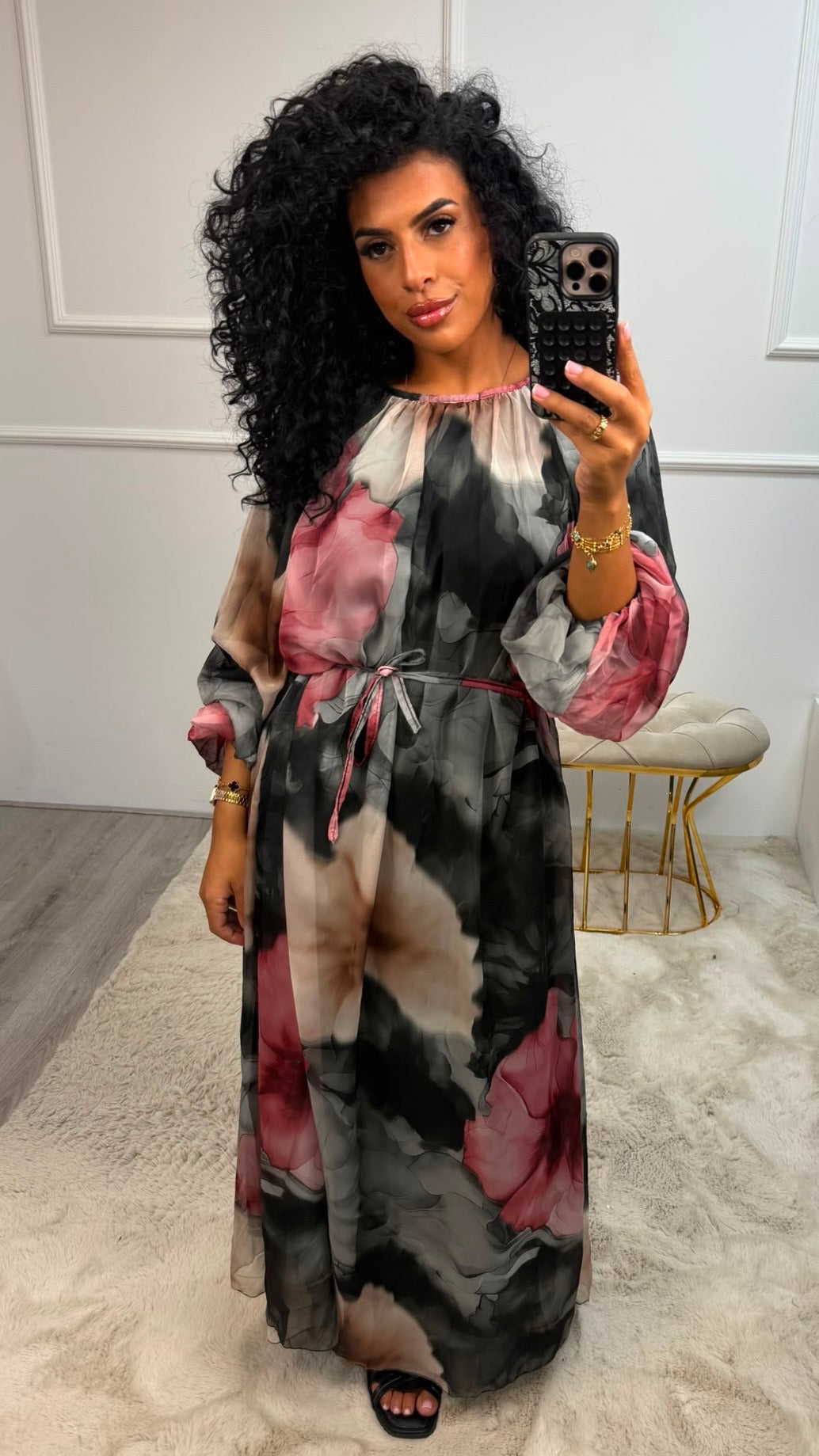 Esra Bloemen Motief Centuur Jurk