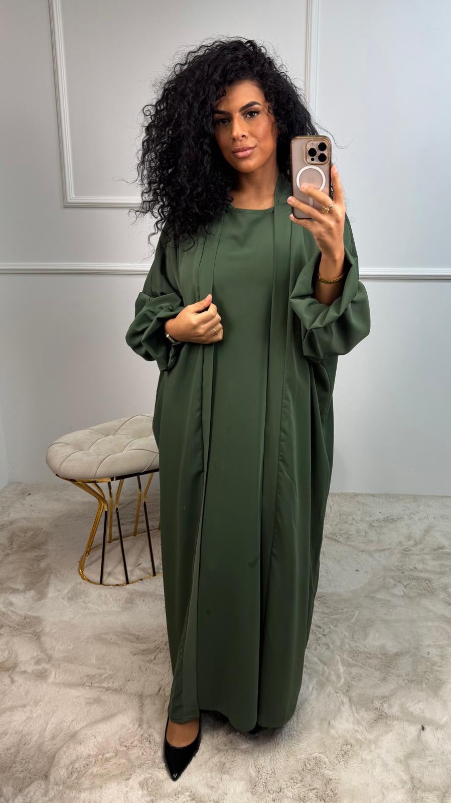 2 Delige Ruffle Kimono Abaya