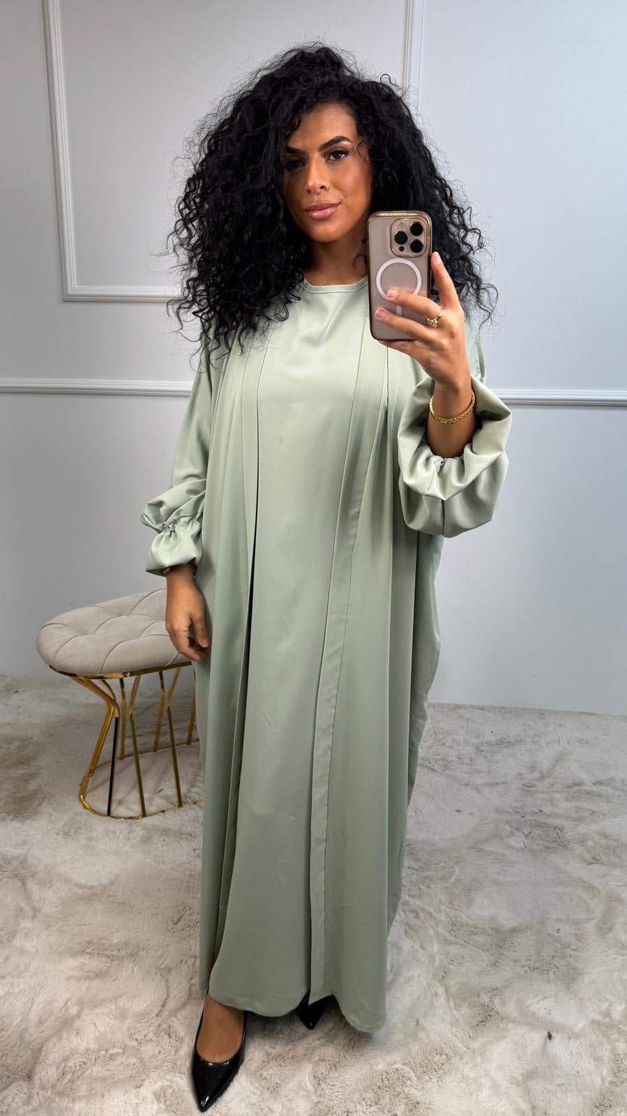 2 Delige Ruffle Kimono Abaya