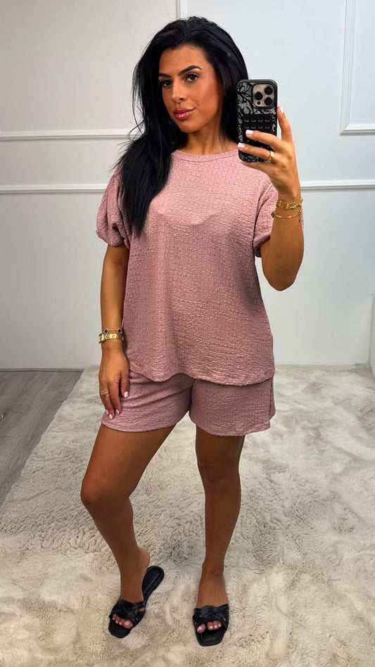 Romy Cheese Cloath Gepofte Mauw Korte Broek Set