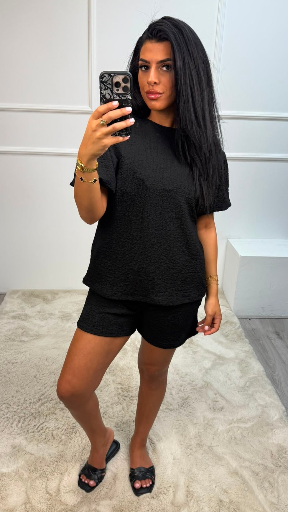 Romy Cheese Cloath Gepofte Mauw Korte Broek Set