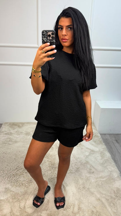 Romy Cheese Cloath Gepofte Mauw Korte Broek Set