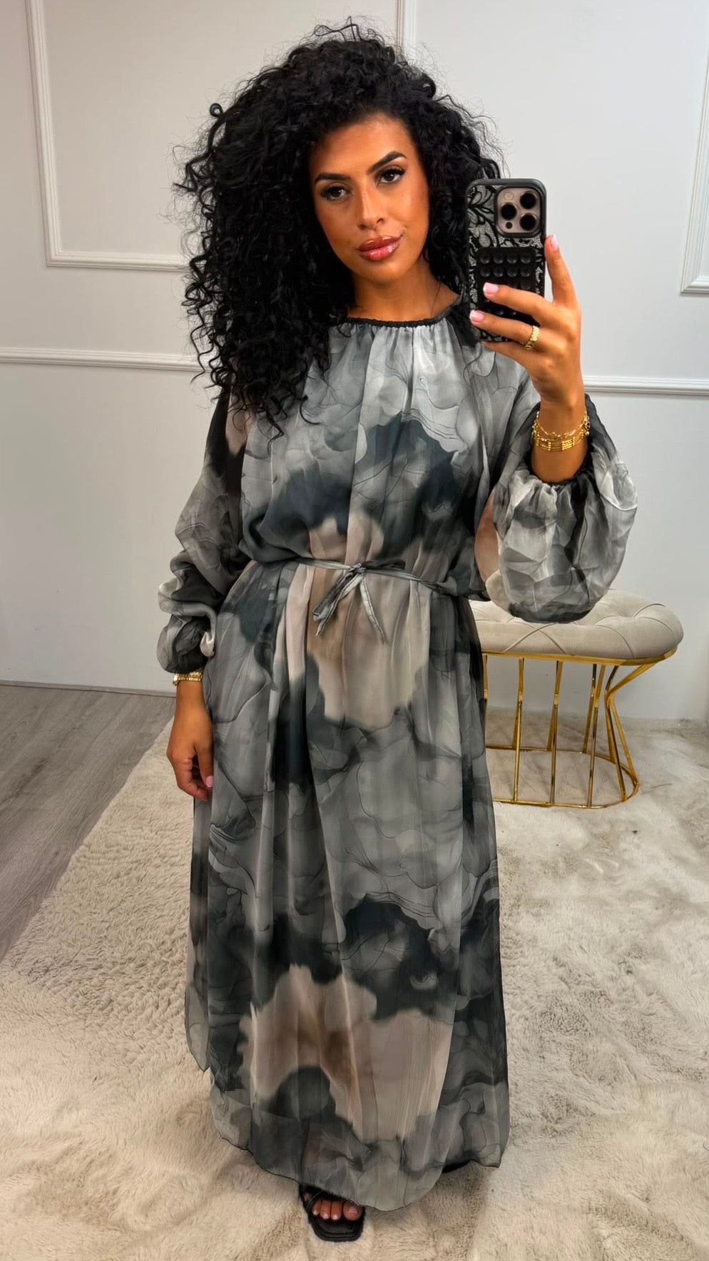 Esra Bloemen Motief Centuur Jurk