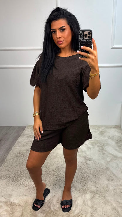 Romy Cheese Cloath Gepofte Mauw Korte Broek Set