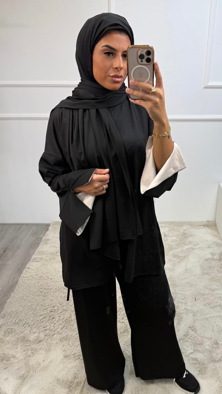 Salsa 3 delig Burkini Gekleurde Mauw Detail Ronde Nek
