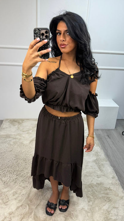 Suzy Open Schouder Top Rok Set