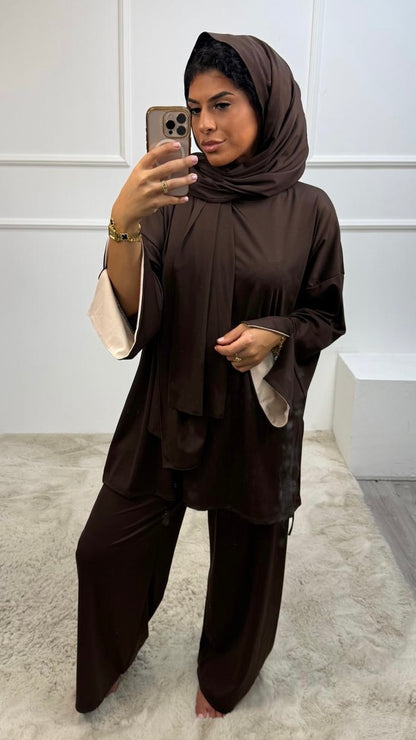 Salsa 3 delig Burkini Gekleurde Mauw Detail Ronde Nek