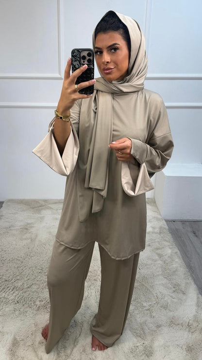 Salsa 3 delig Burkini Gekleurde Mauw Detail Ronde Nek