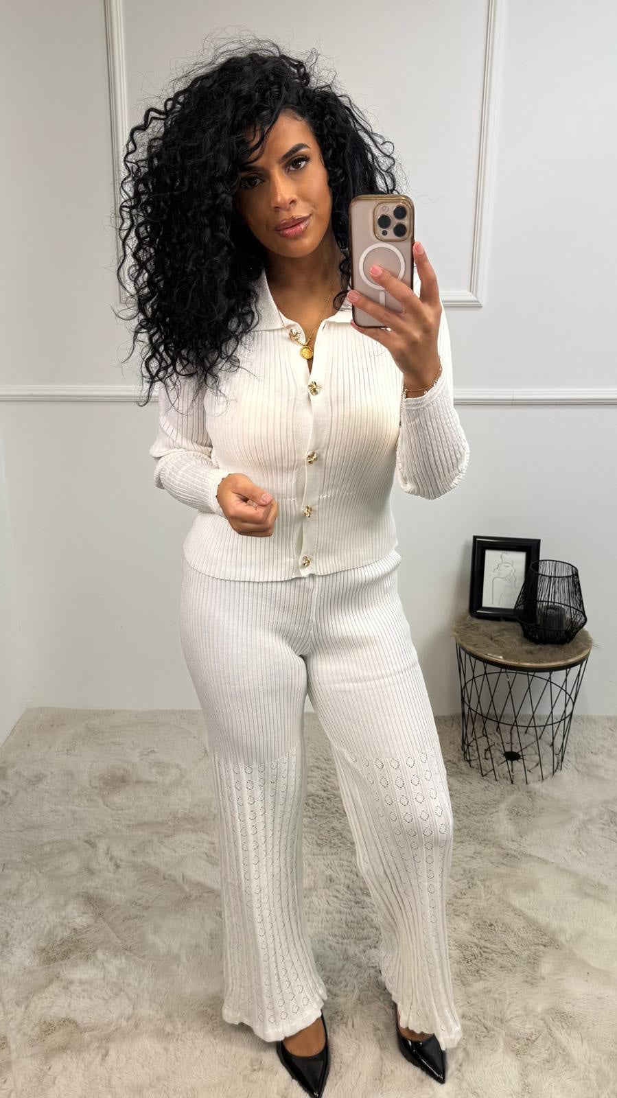 Nesrine Gouden Knoopjes Blouse Set