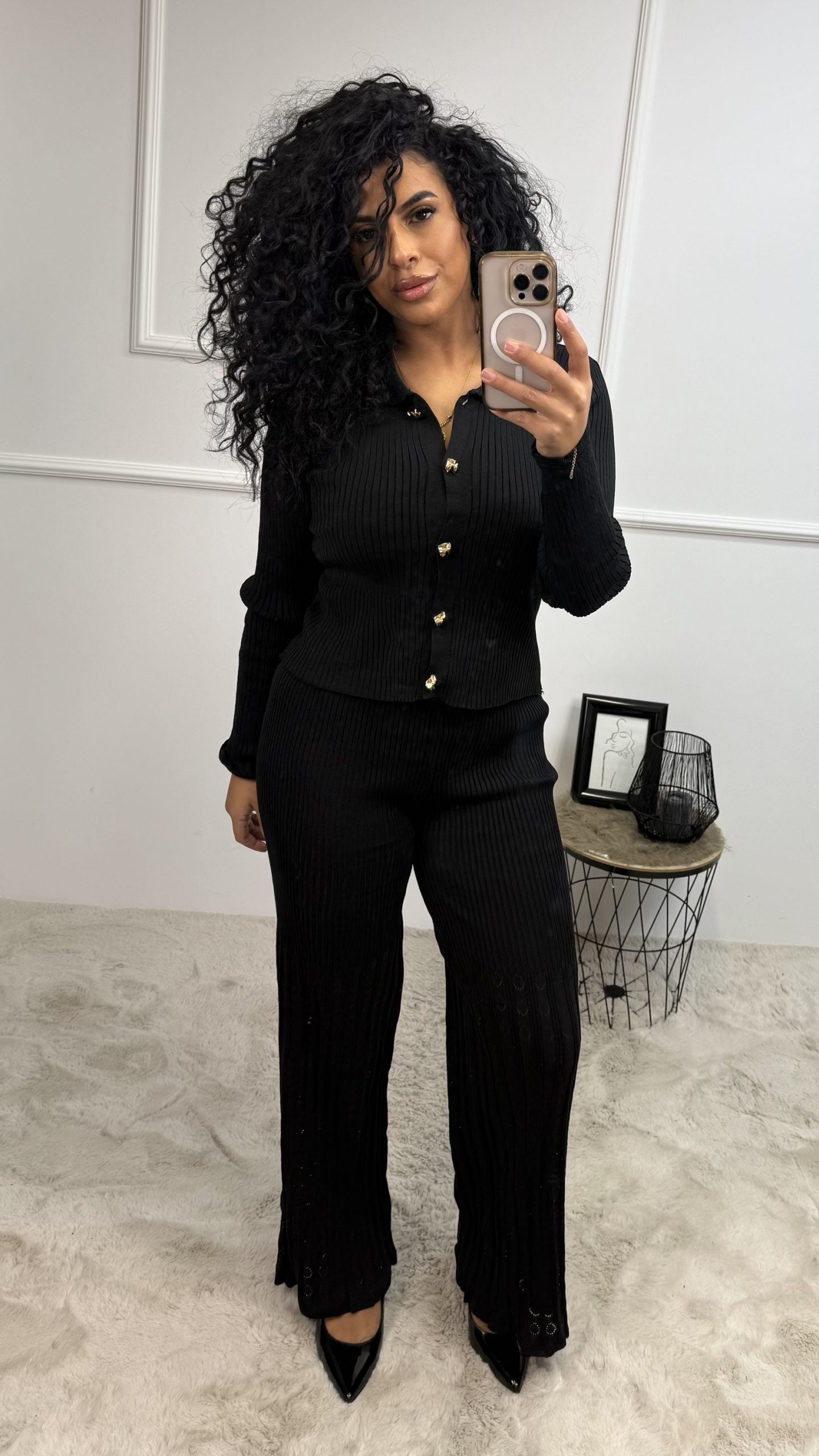 Nesrine Gouden Knoopjes Blouse Set